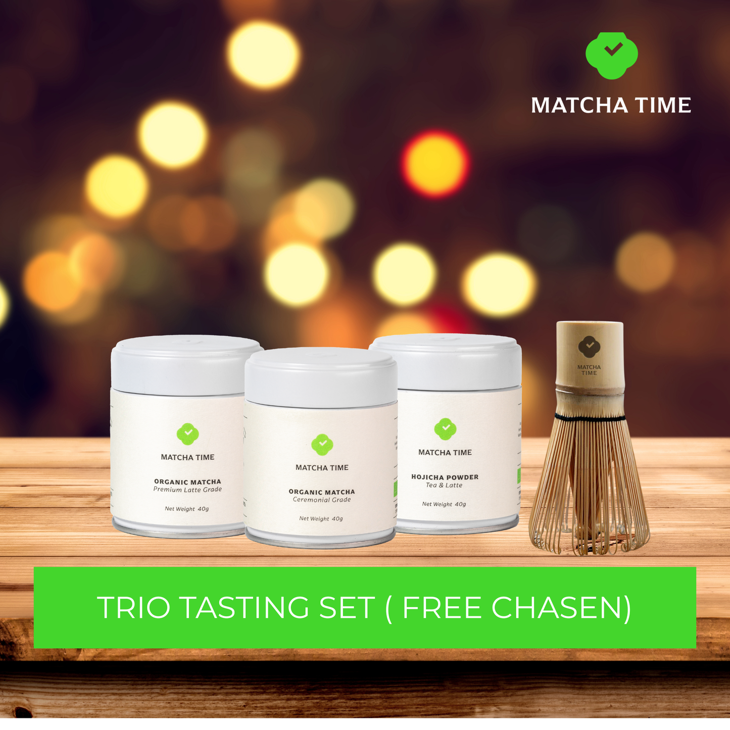 Matcha Time Trio Tasting Set + Free Chasen